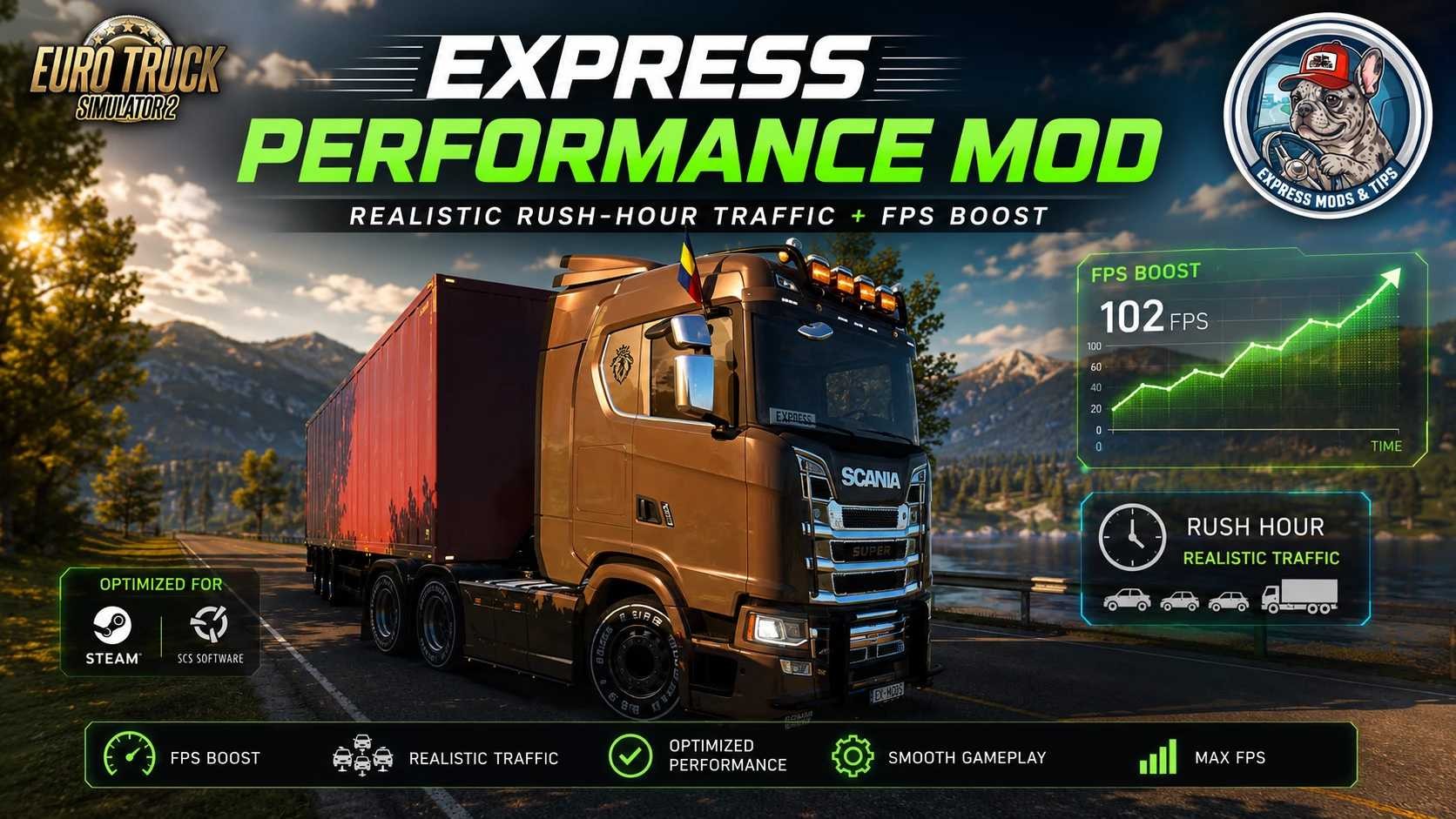 极速性能 —— 帧数提升，优化交通和植被（低端友好）v1.2 ETS2