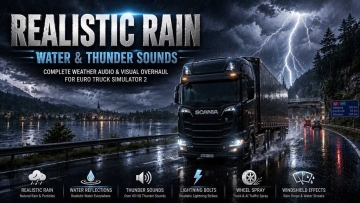 逼真的雨水、河流和雷声 v10.6 ETS2