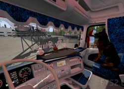 白色和蓝色Pluche Scania RJL内饰